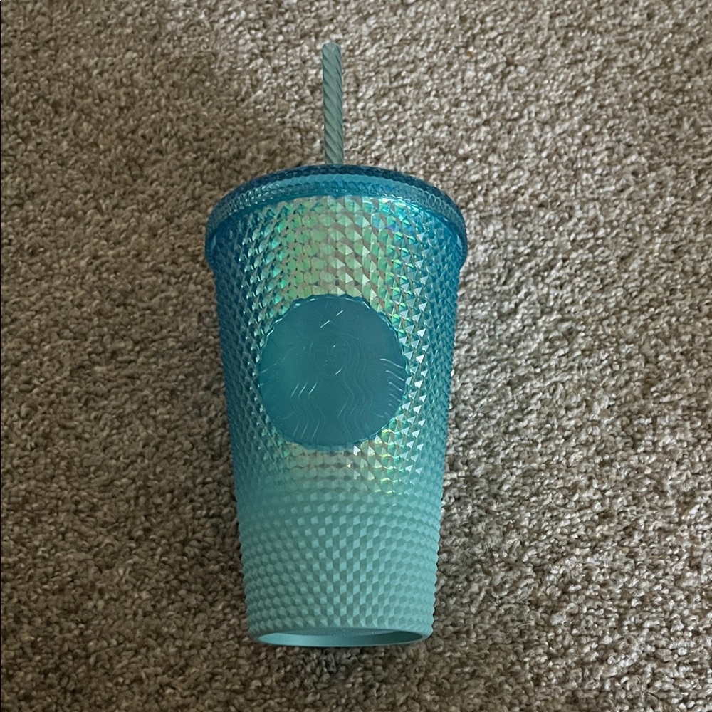 Starbucks Aqua Textured Cup with Lid and Straw